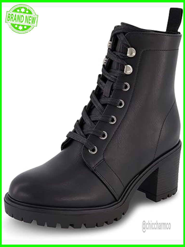 Lace Up Bootie With Memory Foam, Chunky Heel, Side Zipper